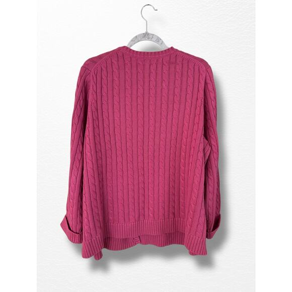 LL Bean Cable Knit Cardigan Sweater, Size 2X - Picture 2 of 9
